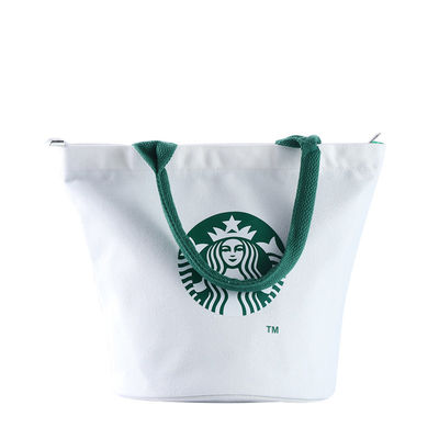 Promotional White Cylinder 12oz Canvas Cotton Tote Bags