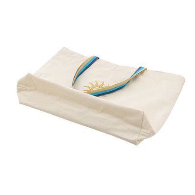 Natural Color SGS Silk Printing Zipper Cotton Canvas Bag