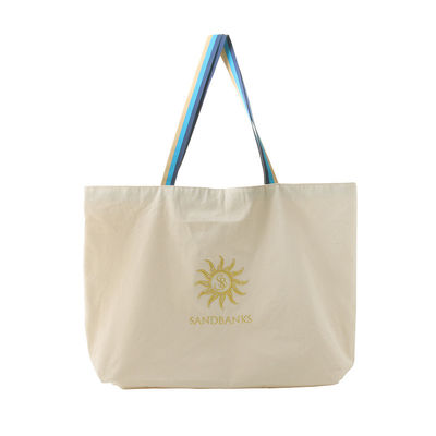 Natural Color SGS Silk Printing Zipper Cotton Canvas Bag