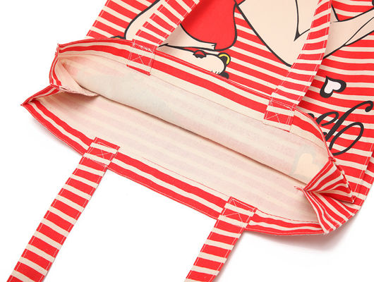 Full Color Printed Handles Pink 12oz Flat Cotton Tote Bags
