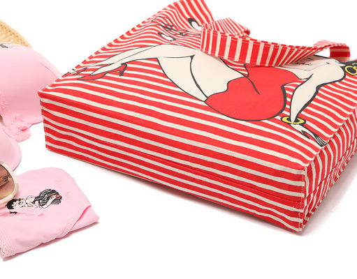 Full Color Printed Handles Pink 12oz Flat Cotton Tote Bags