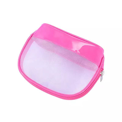 Travel Portable Pink Wash PU Transparent PVC Cosmetic Bag