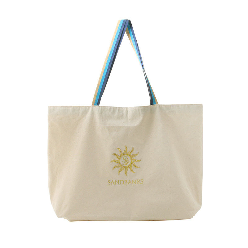 Natural Color SGS Silk Printing Zipper Cotton Canvas Bag