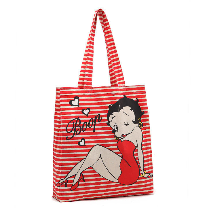 Full Color Printed Handles Pink 12oz Flat Cotton Tote Bags