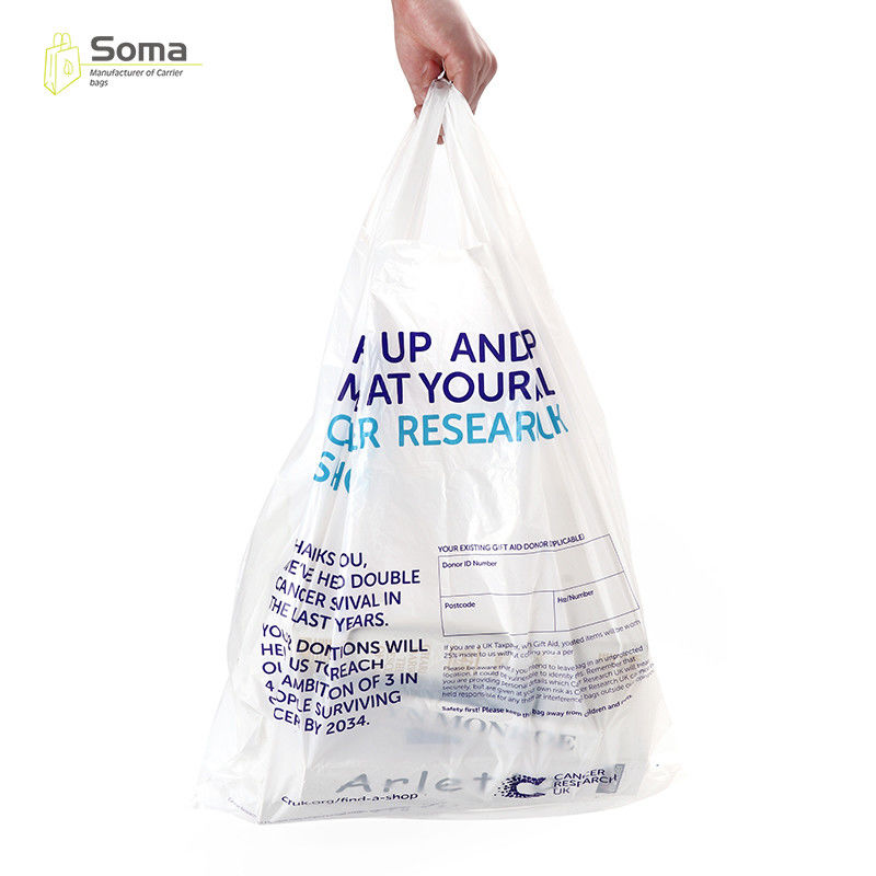 Printing Pattern Durable White Shopping Plastic T Shirt Bag