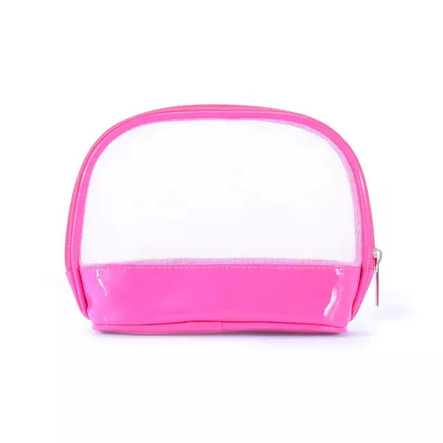 Travel Portable Pink Wash PU Transparent PVC Cosmetic Bag