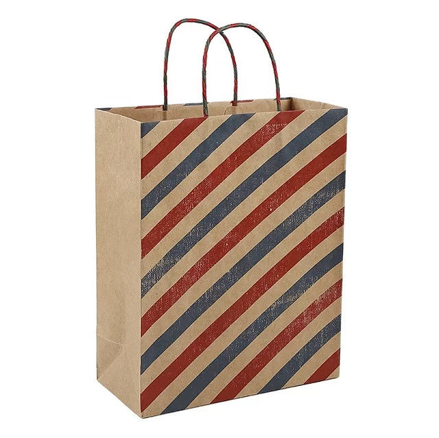 150GSM Twisted Handle Brown Printed Kraft Paper Bags